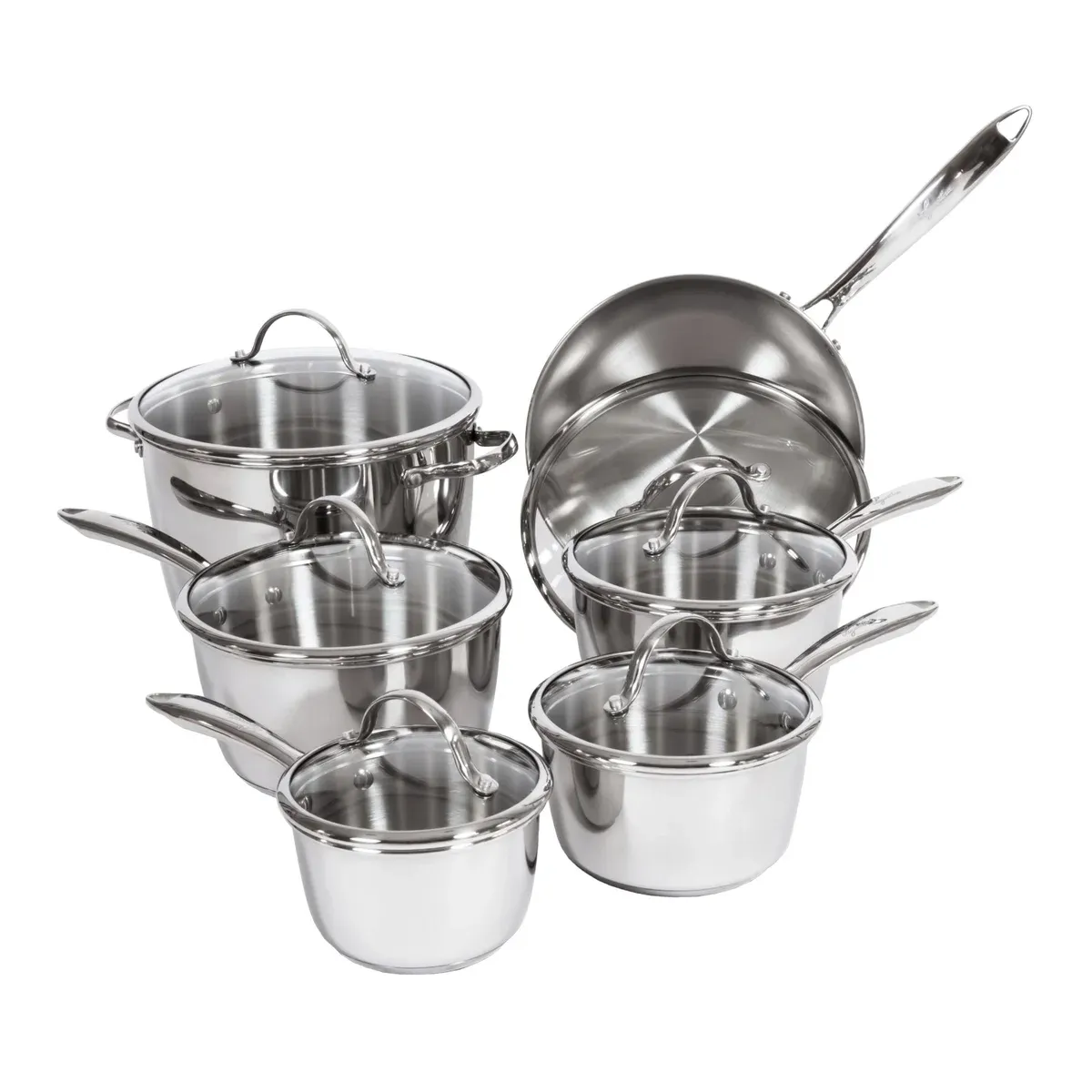 Lagostina Cucina Mia Stainless Steel Cookware Set, 12-pieces Colour Stainless Steel