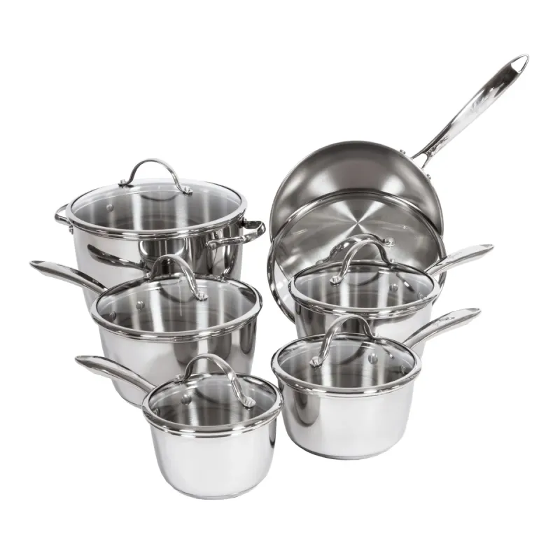 Lagostina Cucina Mia Stainless Steel Cookware Set, 12-pieces Colour Stainless Steel