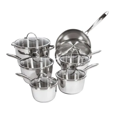 Lagostina Cucina Mia Stainless Steel Cookware Set, 12-pieces Colour Stainless Steel