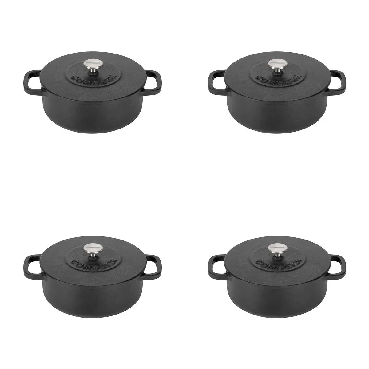 Combekk Enameled Mini Cast Iron Dutch Oven, 8-pieces  Black