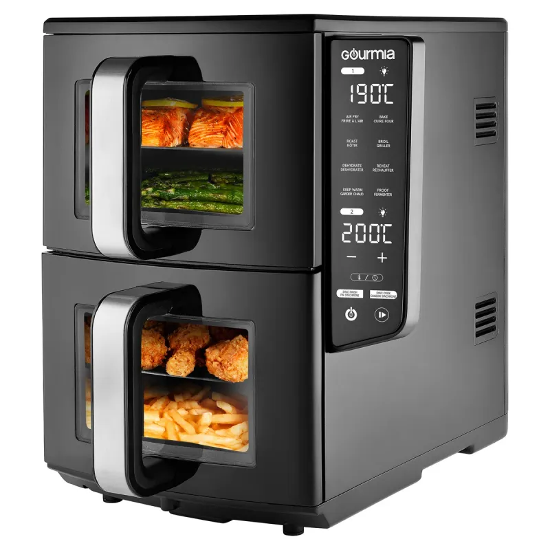 Gourmia 4 Dish Dual Basket Air Fryer with Sync Finish &amp; Sync Cook, 10.4 L (11 qt.)