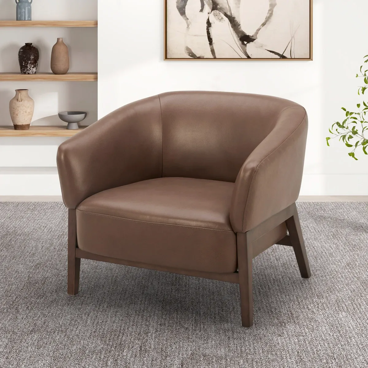 Aiden &amp; Ivy Top-grain Leather Armchair ColourBrown