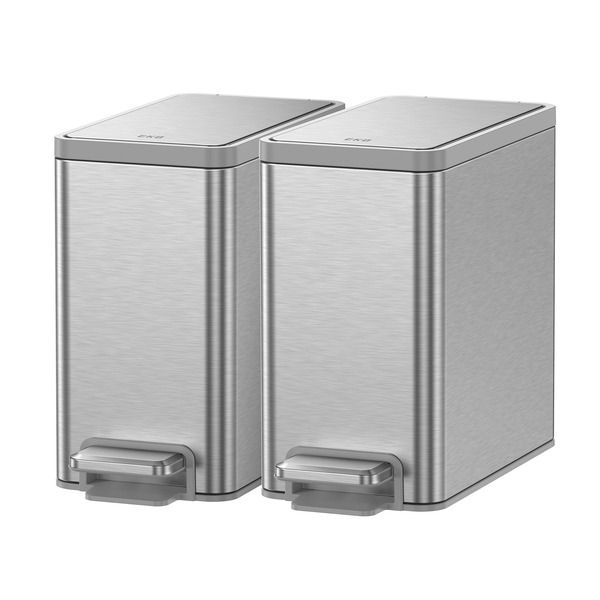 EKO 6.7L Step Trash Can, 2-pack Finish : Silver