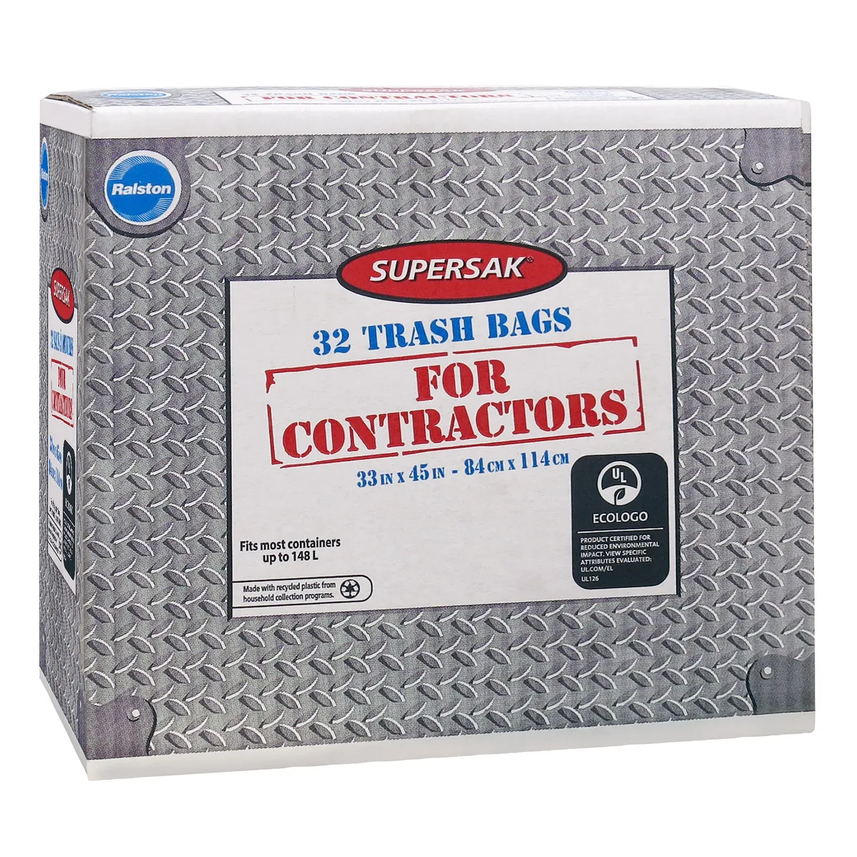 Ralston - Large Size Trash Bags for Contractors - 33 x 45 Inches, 32 Count