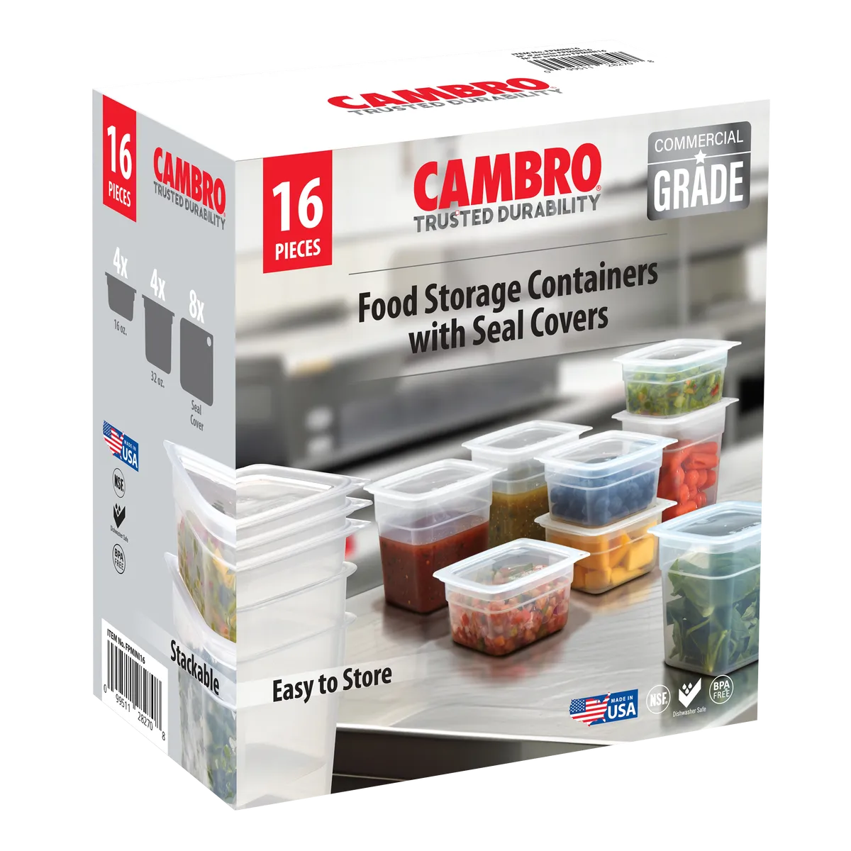 Cambro Freshpro Mini Food Storage Container Set with Lid, Translucent, 8 ct