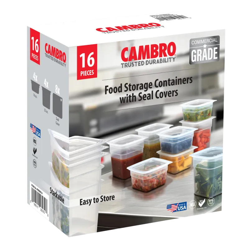Cambro Freshpro Mini Food Storage Container Set with Lid, Translucent, 8 ct