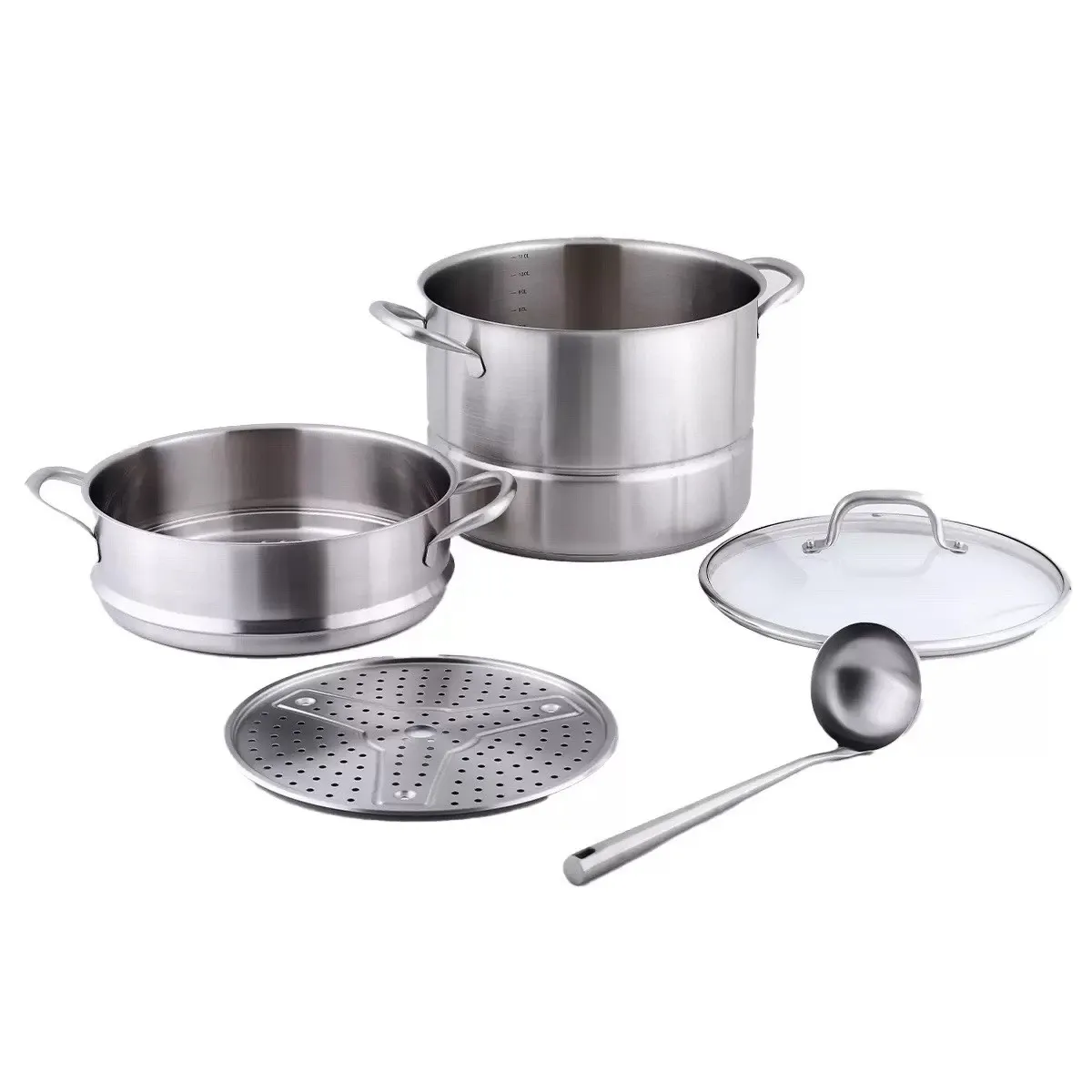 Steamer Pot with Ladle 28cm 12L 5 Piece Set