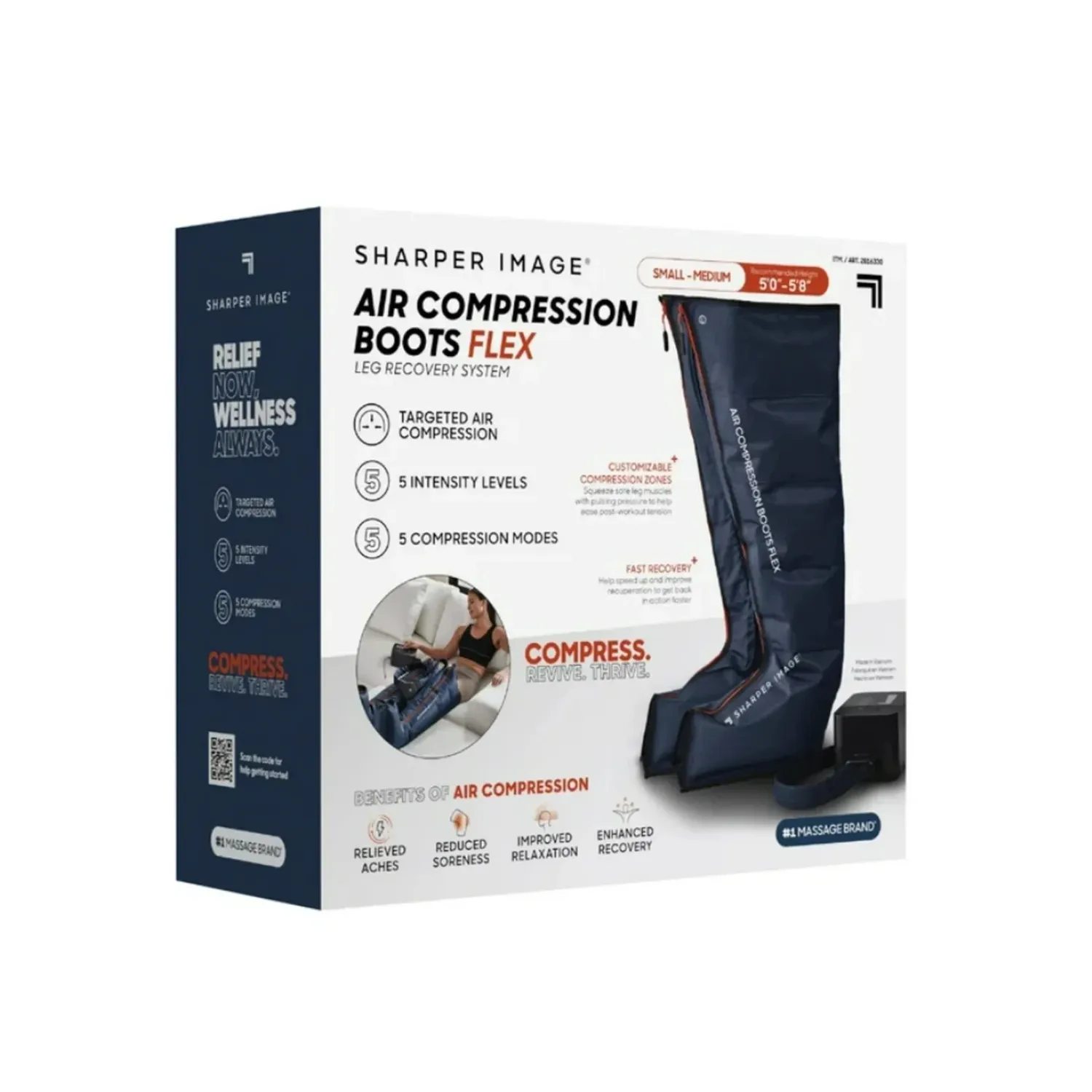 Sharper Image Air Compression Boots Flex Leg Recovery System, Assorted Sizes