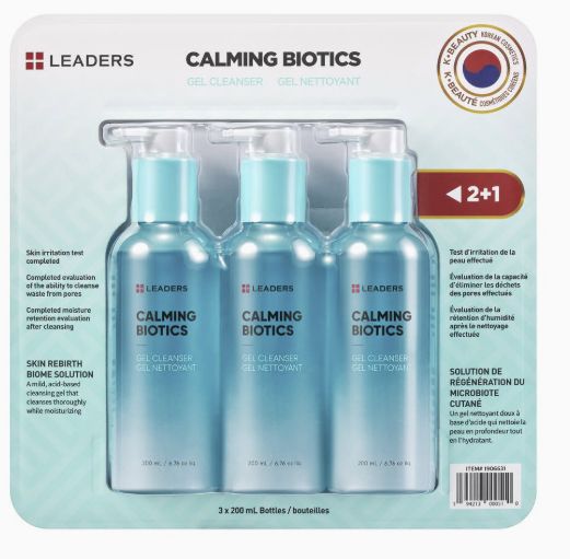 Leaders Calming Biotics Gel Facial Cleansers (3 x 200 ml)