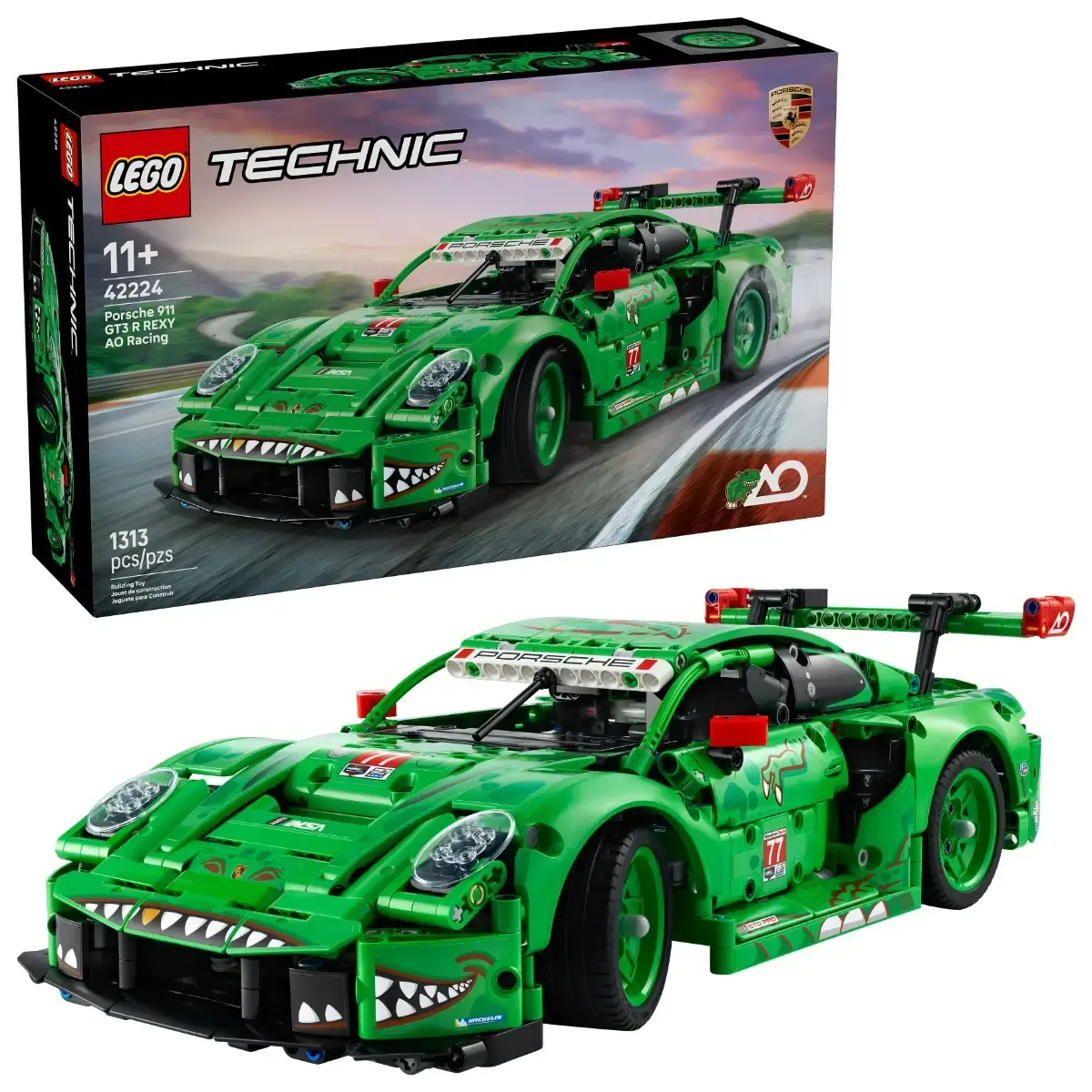 LEGO Technic Porsche 911 GT3 R REXY AO Racing Car Toy - Building Kit for Ages11+ (42224)