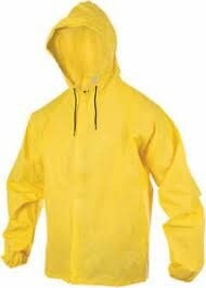 O2 Rainwear Hooded Rain Jacket with Drop Tail: Yellow MD
