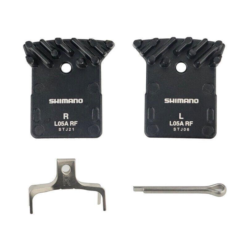 Shimano L05A-RF Disc Brake Pad and Spring - Resin Compound, Finned Alloy Back Plate, One Pair