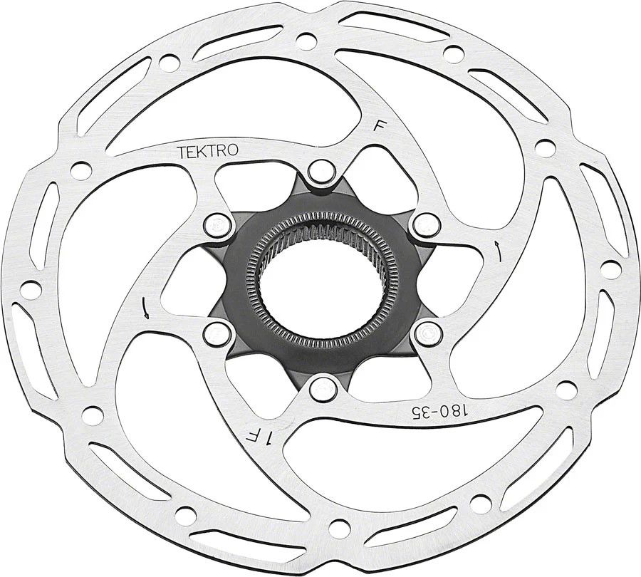Tektro TR-35 Disc Brake Rotor - 180mm, Center-Lock, 1.8mm Thickness, Silver