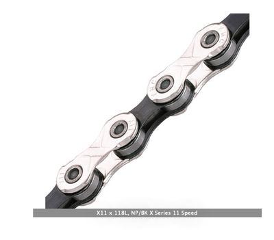 KMC X11 Chain - 11-Speed, 118 Links, Silver/Black