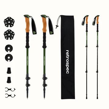 Retrospec Solstice Trekking Poles Cork Grip- Matte Forest