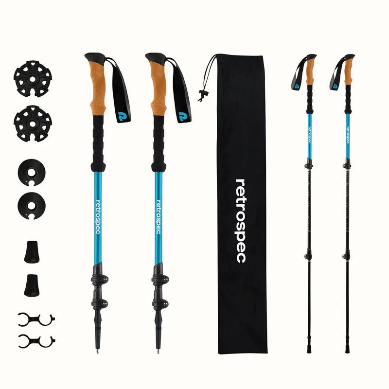 Retrospec Solstice Trekking Poles Cork Grip- Polar Blue