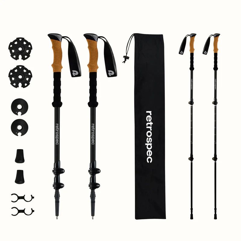 Retrospec Solstice Trekking Poles Cork Grip- Matte Black
