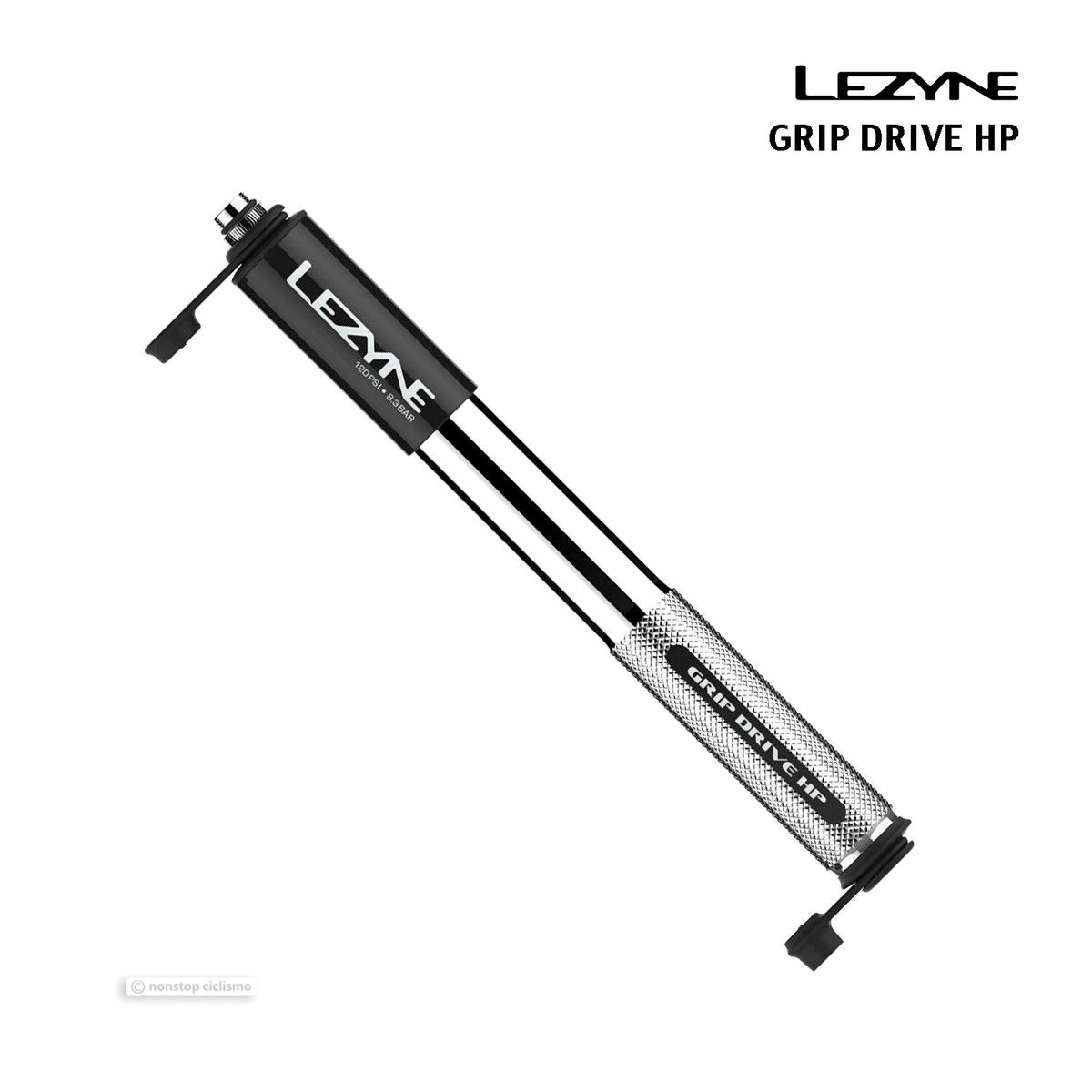 Lezyne Grip Drive HP Hand Pump, Silver Medium