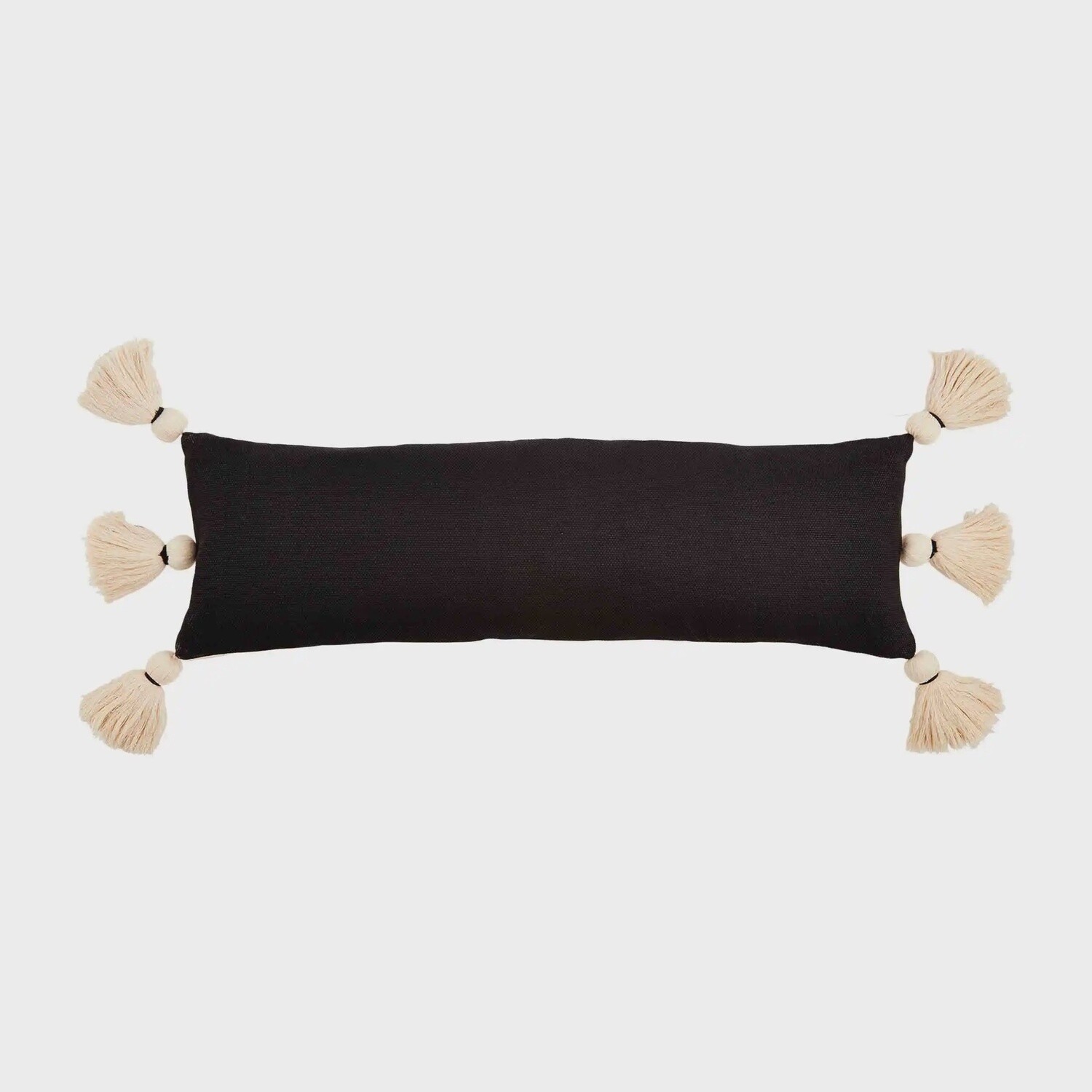 LUMBAR BLACK TASSEL PILLOW