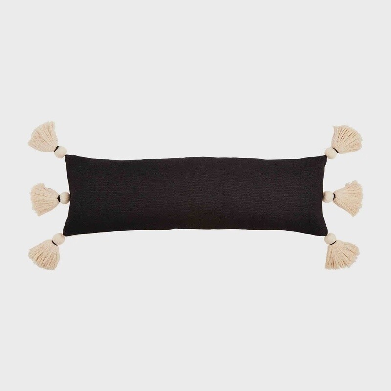 LUMBAR BLACK TASSEL PILLOW