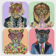 BIG CATS COASTERS SET OF 4