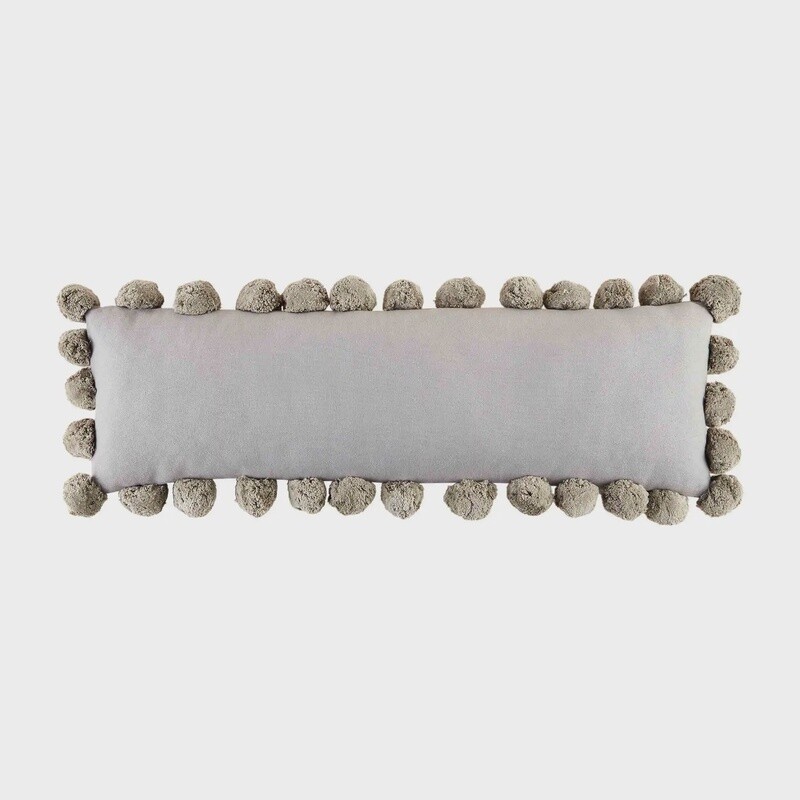 GRAY POM-POM PILLOW