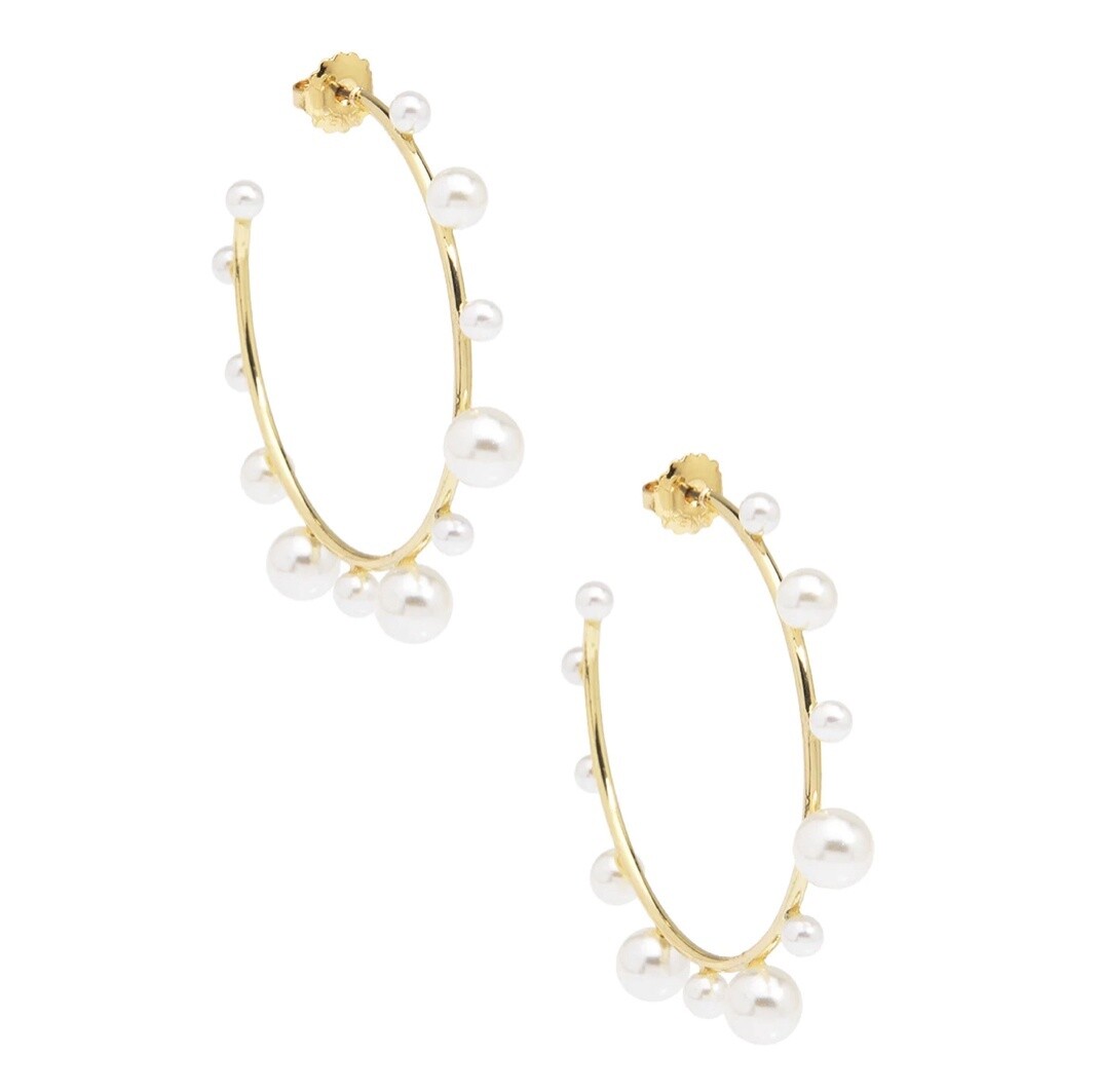 LARGE PEARL EMBELLISHED HOOP