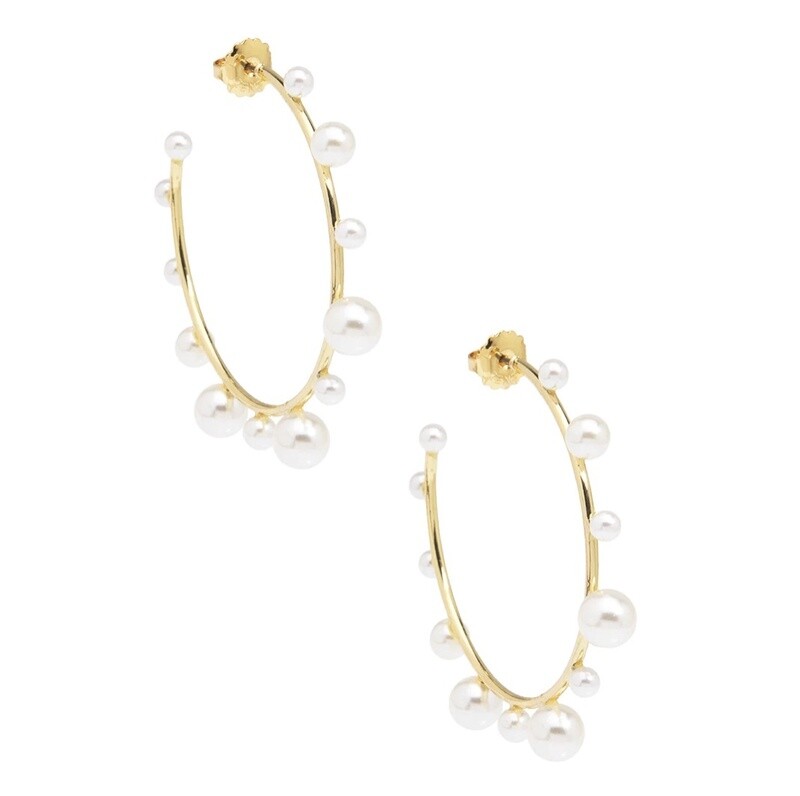 LARGE PEARL EMBELLISHED HOOP