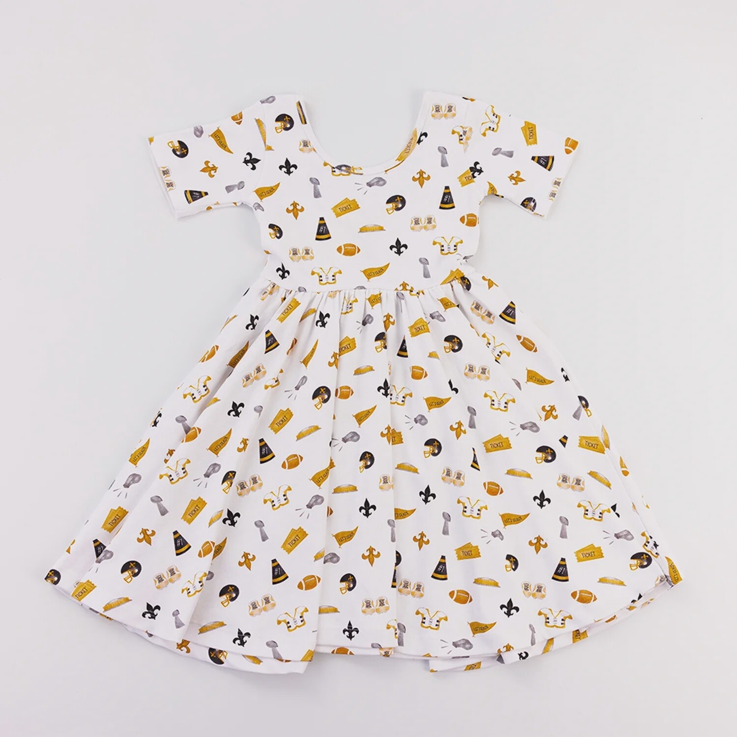 LET’S GEAUX SAINTS ORGANIC COTTON TWIRL DRESS