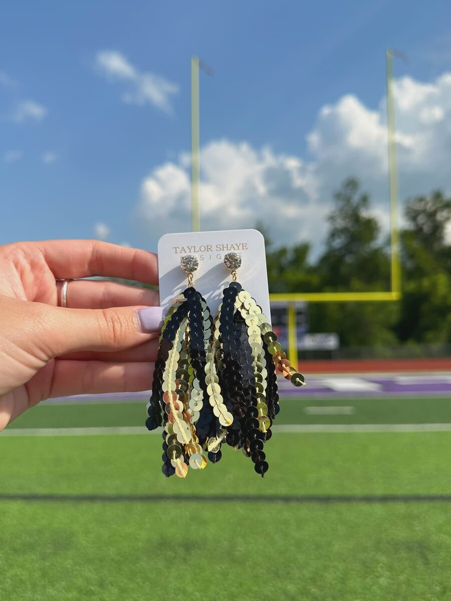 BLACK &amp; GOLD SEQUIN TASSELS