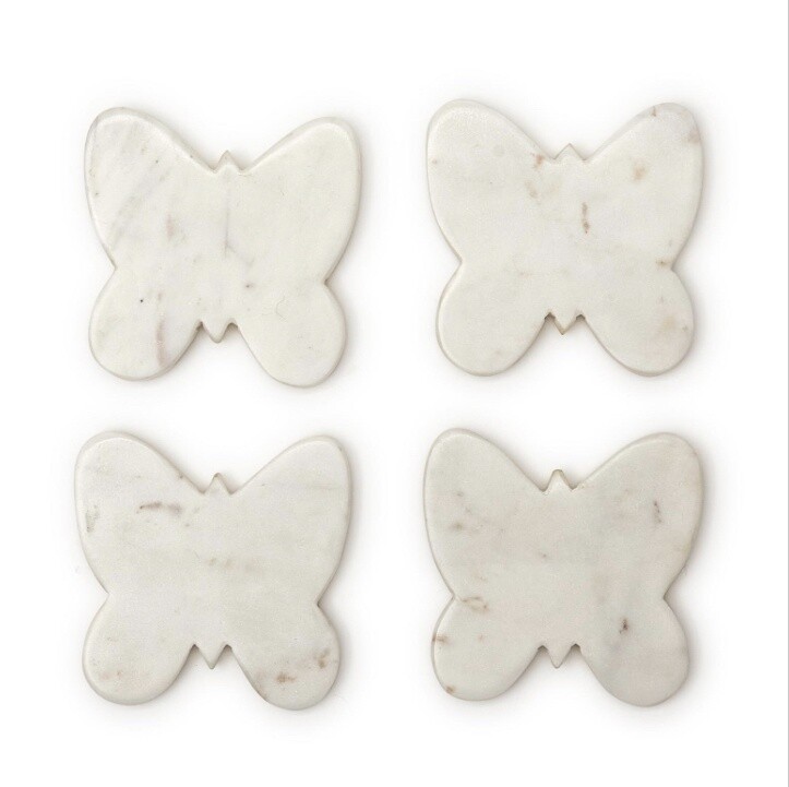 BUTTERFLY MARBLE COASTERS SET OF 4