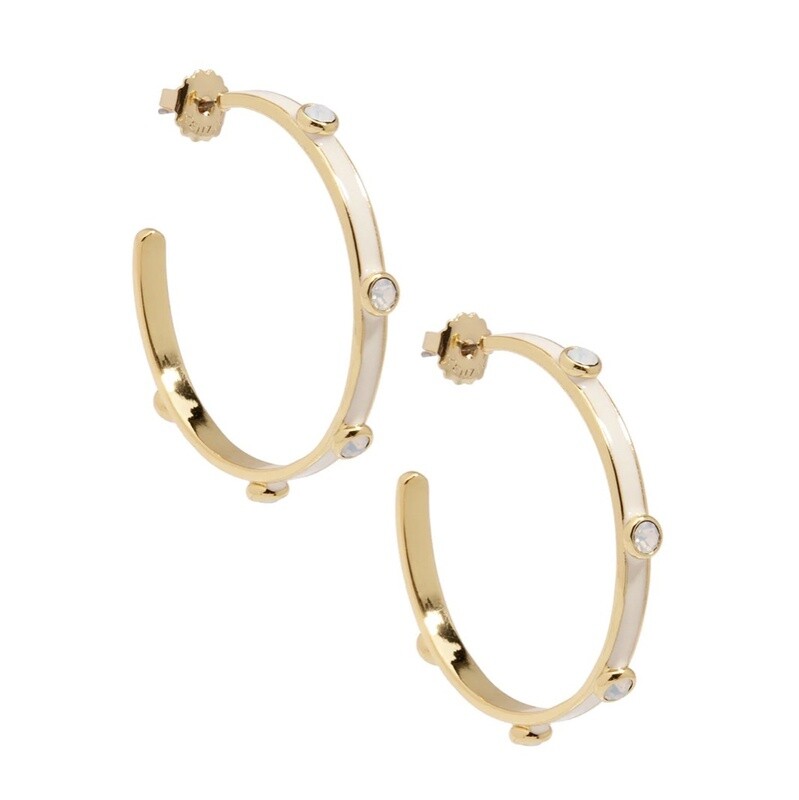 LARGE ENAMEL HOOP W CRYSTALS