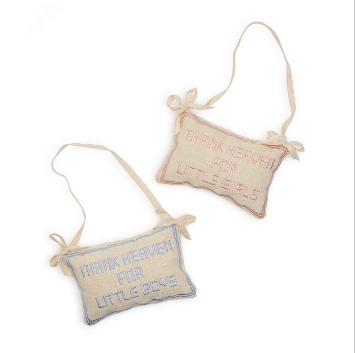 THANK HEAVEN EMBROIDERED PILLOW DOOR HANGER