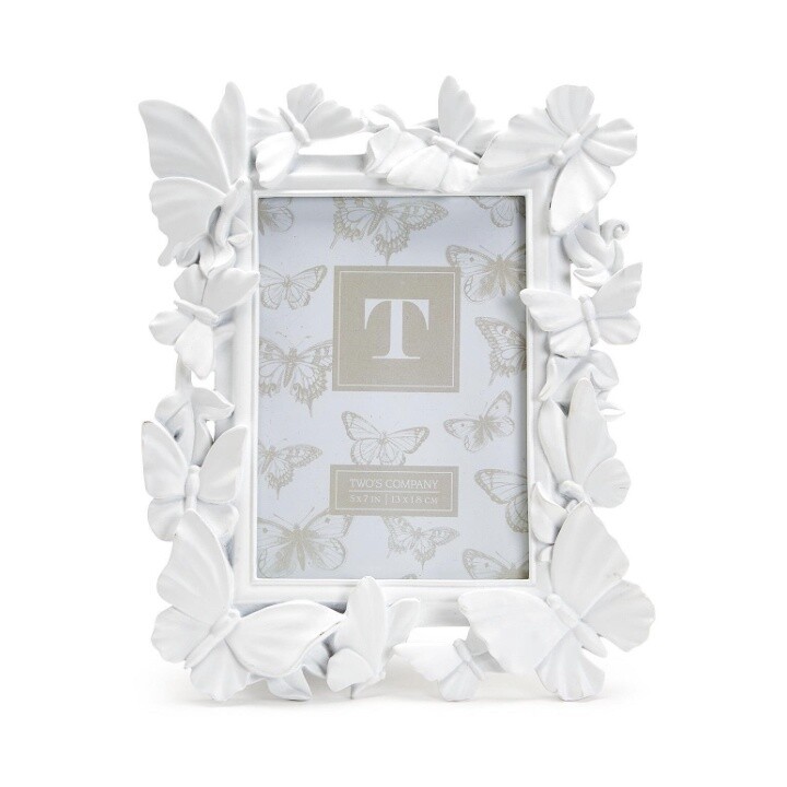 WHITE BUTTERFLY 5x7 PHOTO FRAME