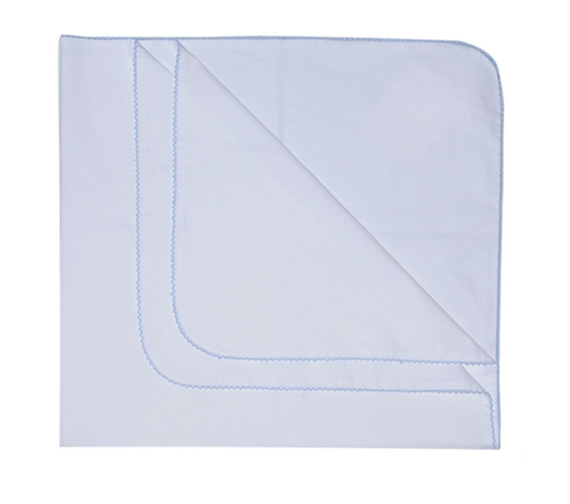 BABY BLANKET WHITE ON BLUE