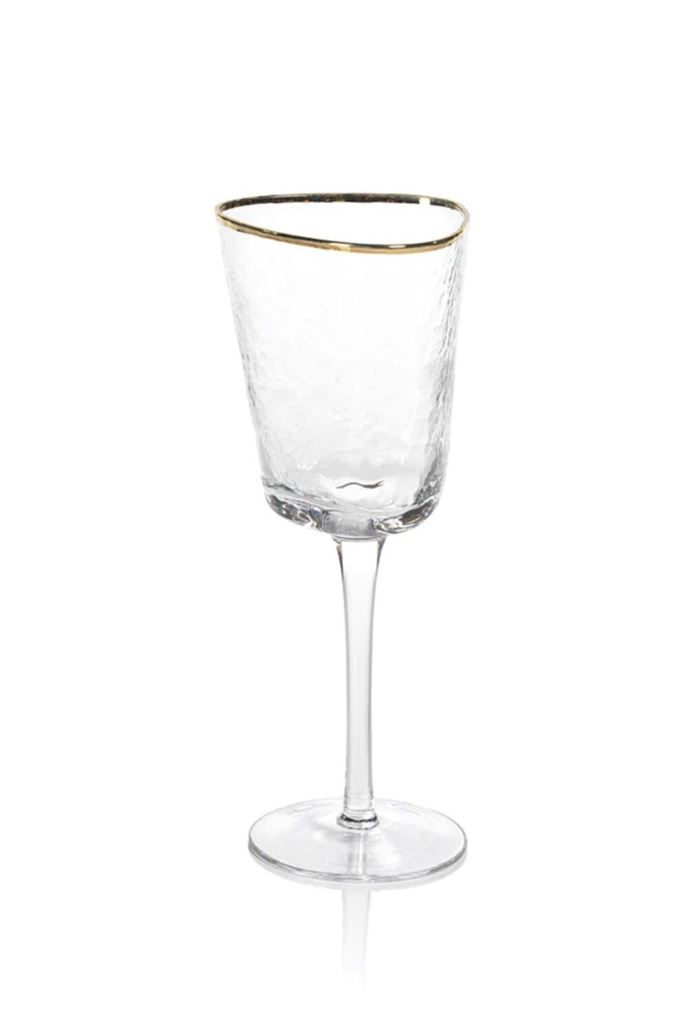 APERITIVO TRIANGULAR WINE GLASS- CLEAR W/ GOLD RIM