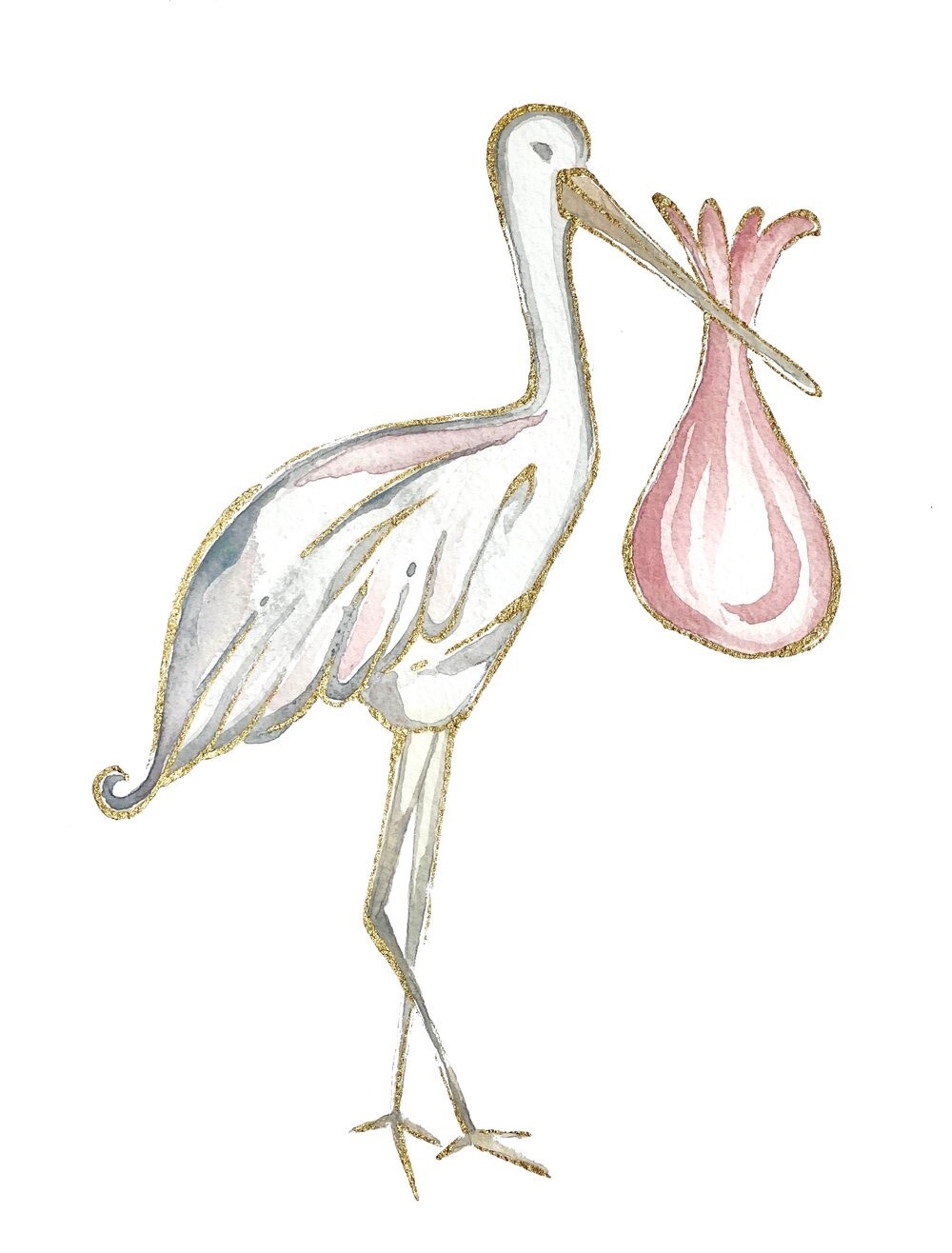&quot;PINK STORK&quot; 8X10 PRINT