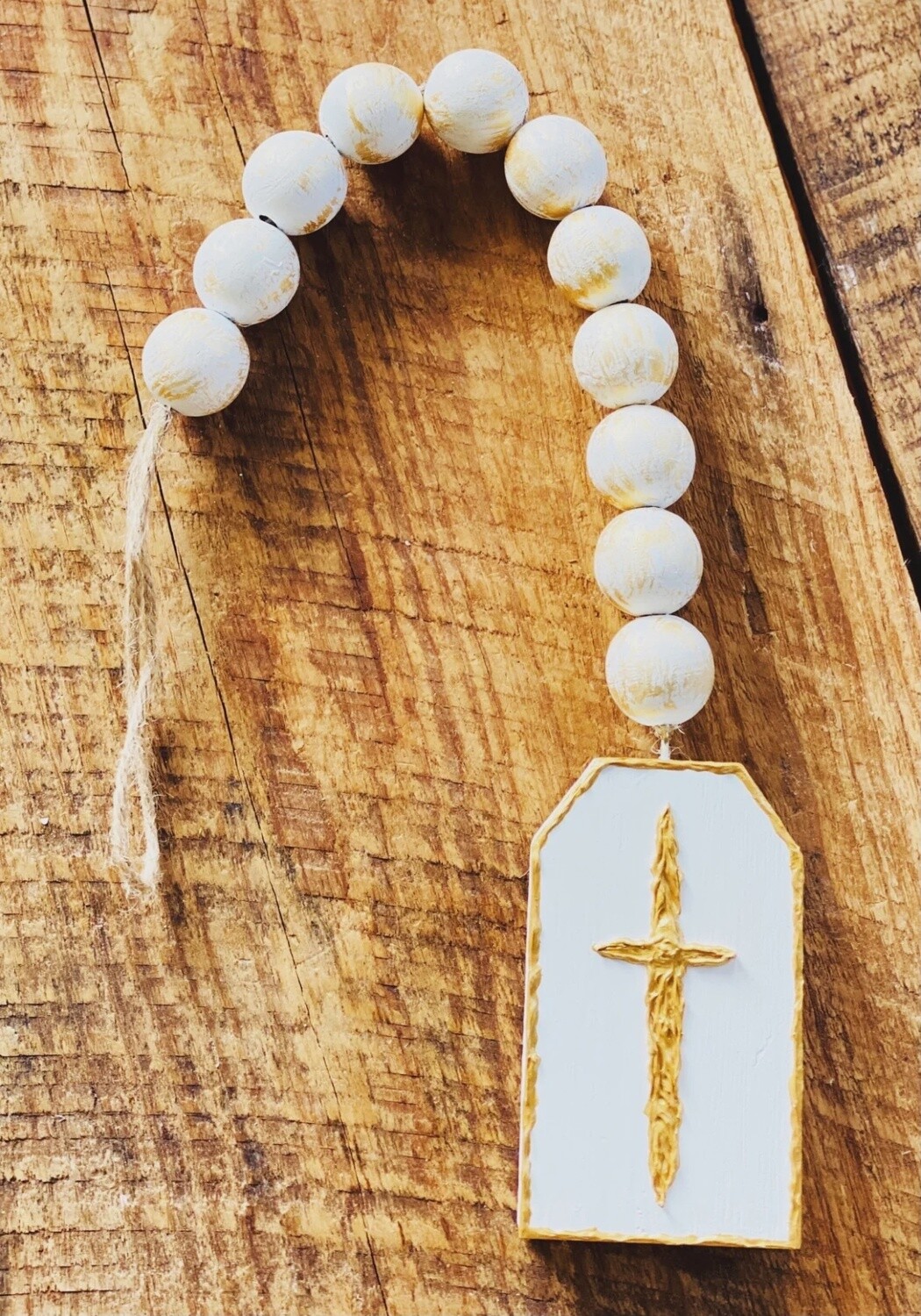 WOOD BEADS W/ CROSS
