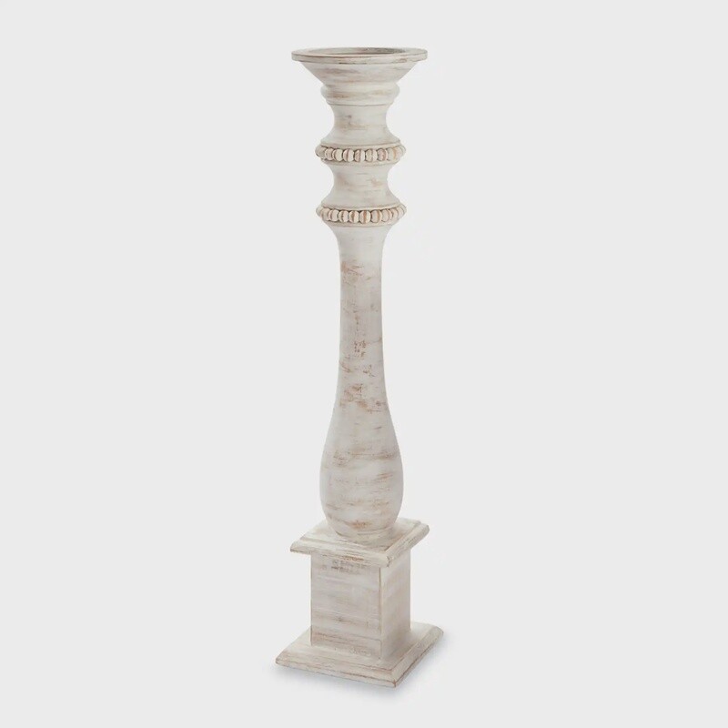 LARGE BEADED WOOD CANDLESTICK