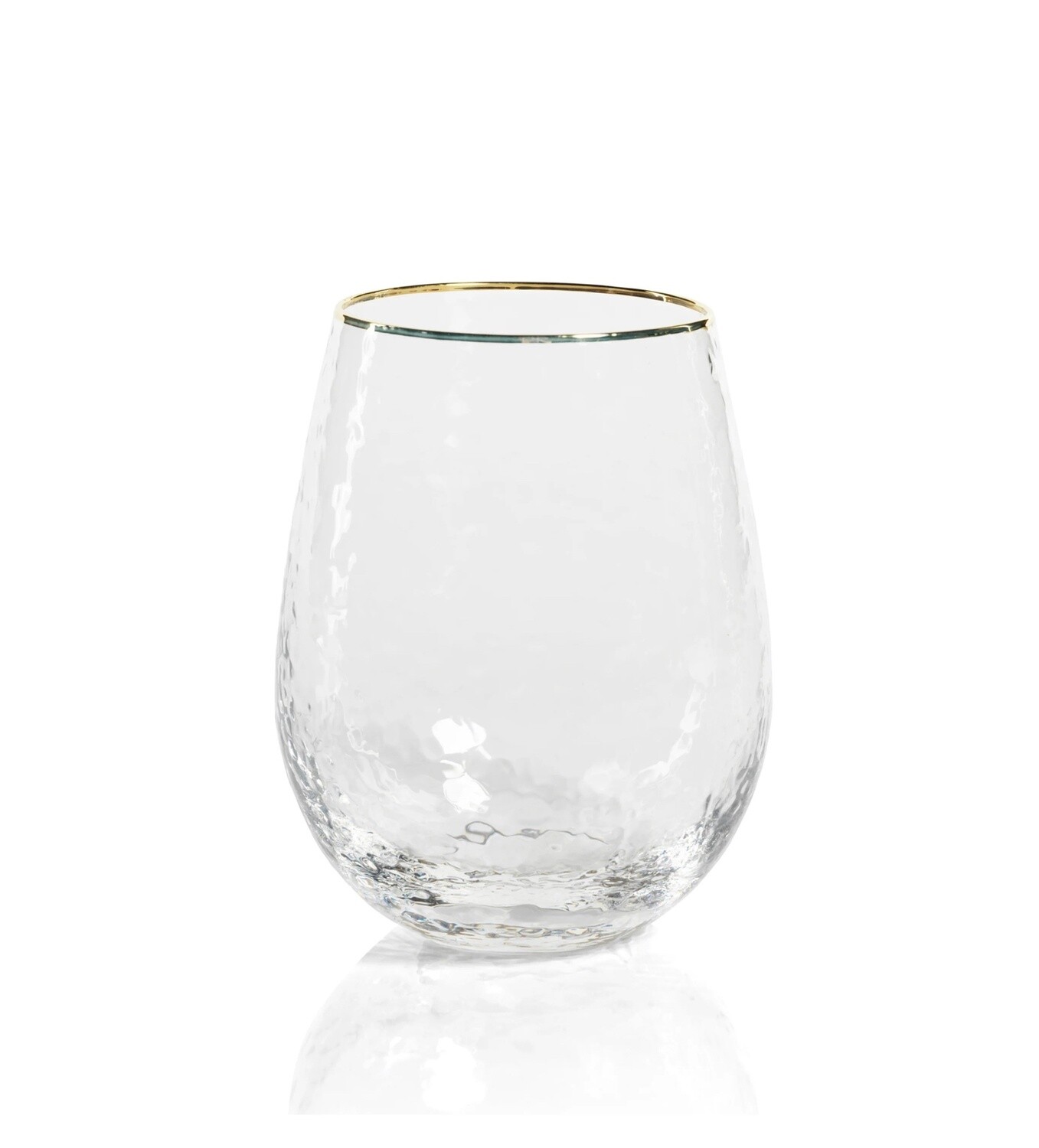 NEGRONI HAMMERED STEMLESS GLASS W/ GOLD RIM