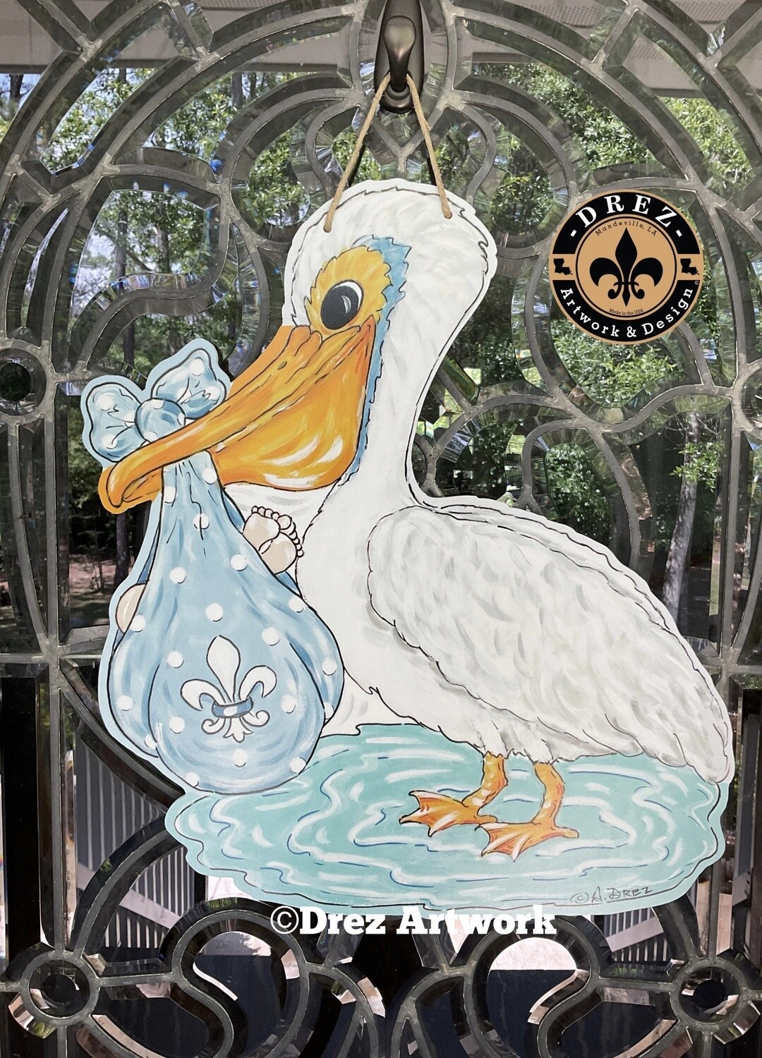 BLUE PELICAN DOOR HANGER