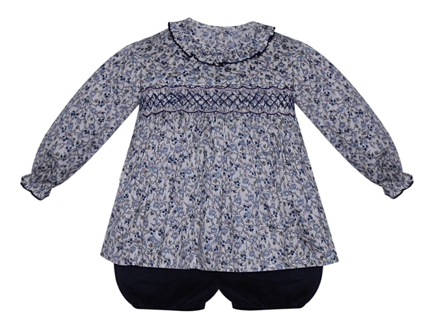NAVY BLUE FLOWERS JULIETTE BLOOMER SET