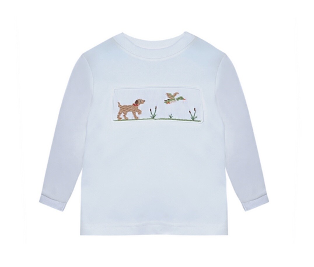HOUSTON DOG CHASING MALLARD SHIRT WHITE