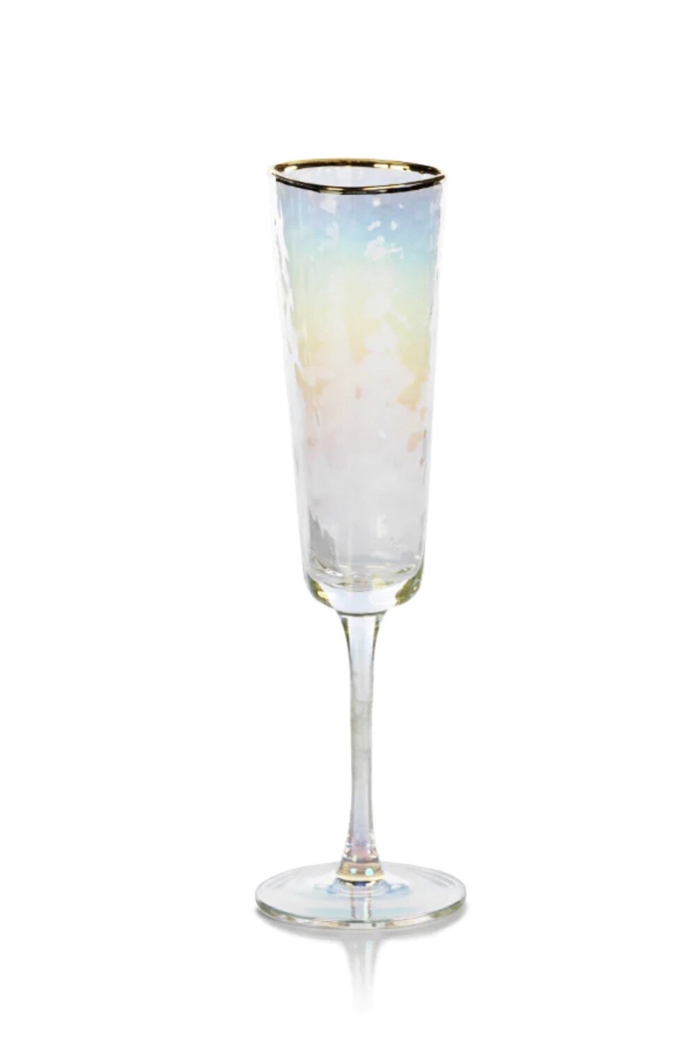 APERITIVO TRIANGULAR CHAMPAGNE FLUTE- LUSTER W/ GOLD RIM