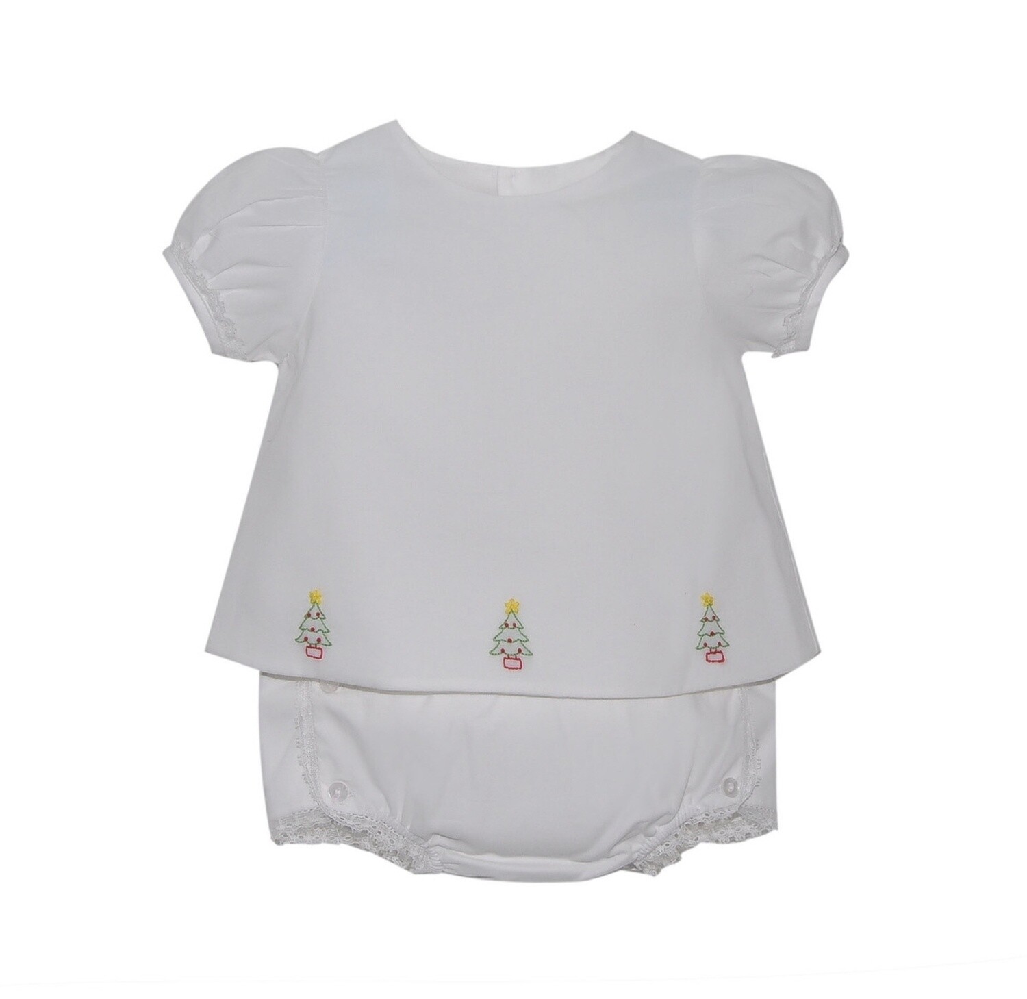 BAILEY WHITE CHRISTMAS TREE DIAPER SET- GIRL