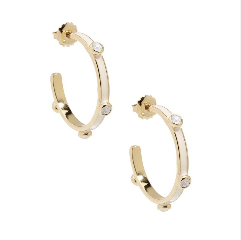 SMALL ENAMEL HOOP W CRYSTALS