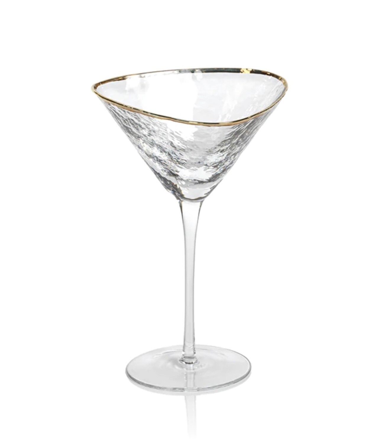 APERITIVO TRIANGULAR MARTINI GLASS- CLEAR W/ GOLD RIM