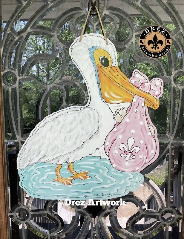 PINK PELICAN DOOR HANGER