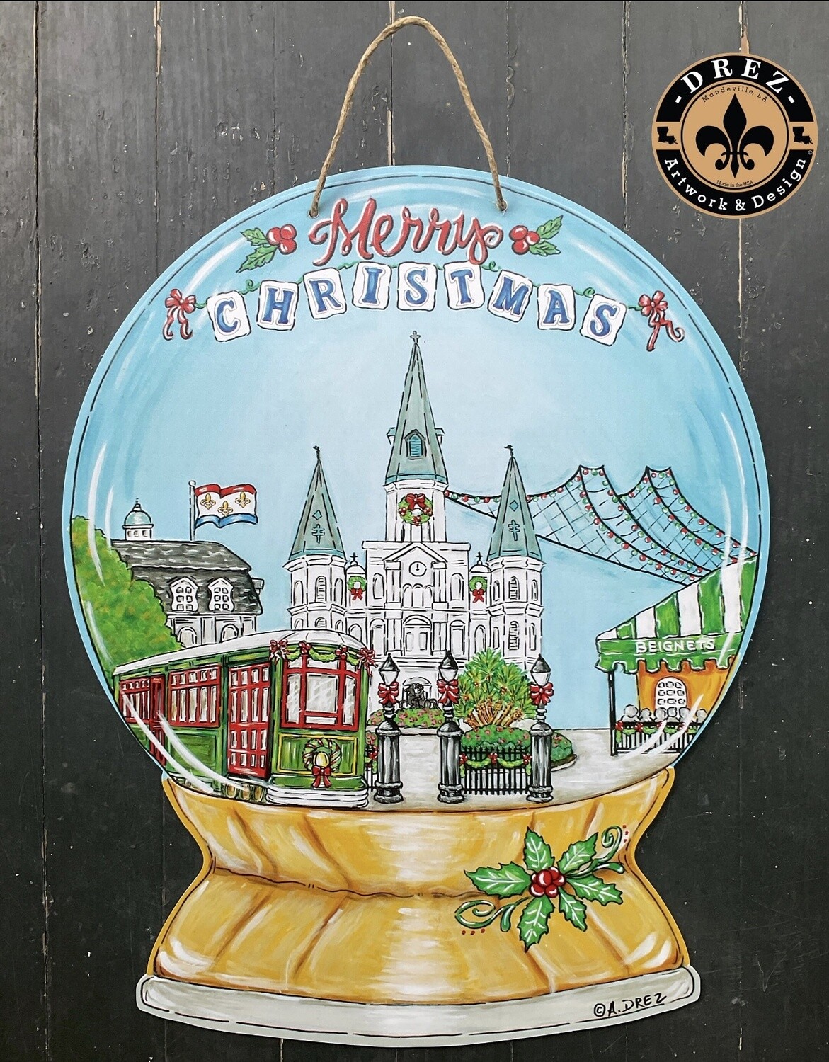 SNOWGLOBE MERRY CHRISTMAS DOOR HANGER