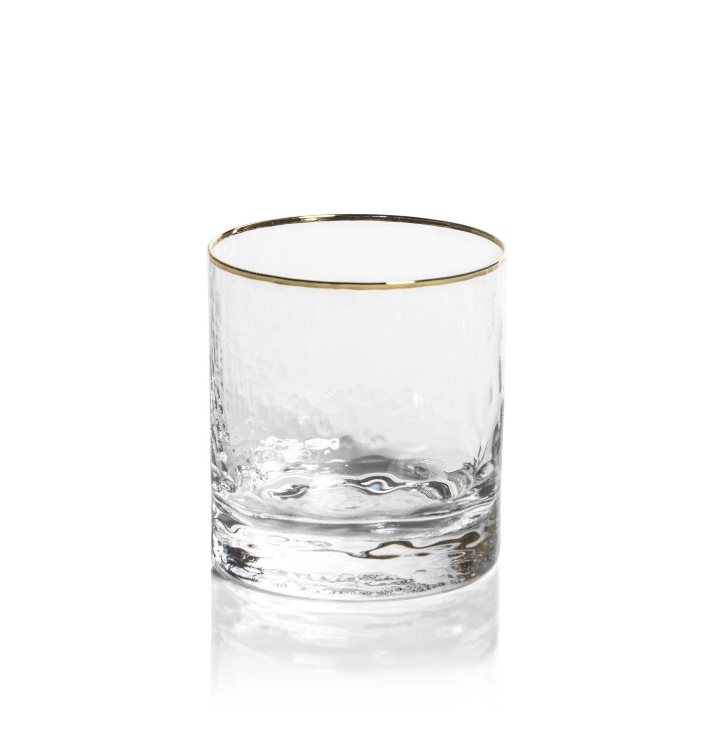 NEGRONI HAMMERED OLD FASHIONED GLASS W/ GOLD RIM